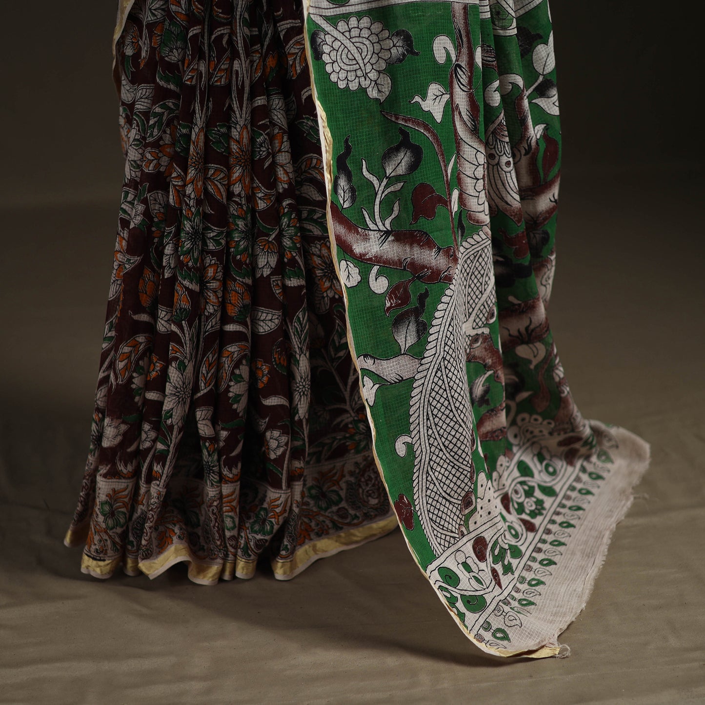 Kalamkari Printed Kota Doria Cotton Saree 25