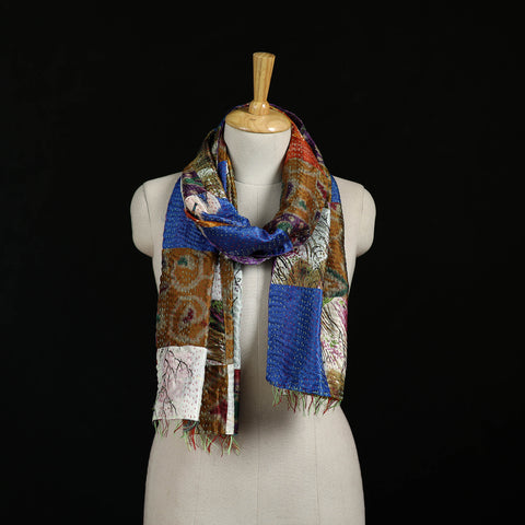 Bengal Kantha Handwork Patchwork Reversible Silk Stole 349