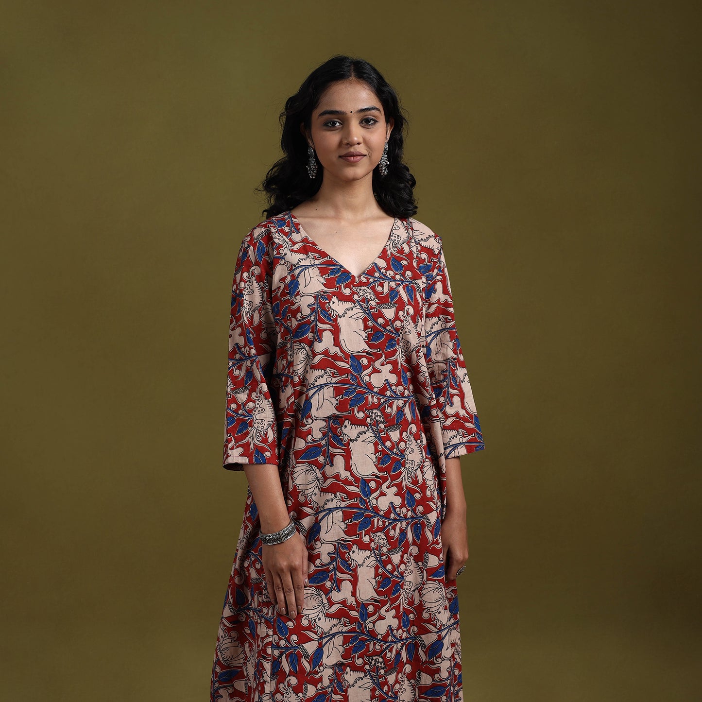 Kalamkari Printed Cotton 2pc Kurta Set for women 08