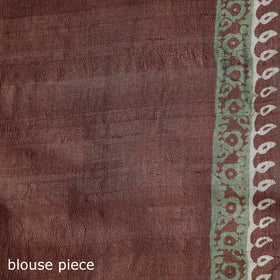Pure Handloom Tussar Silk Saree in Bengal Hand Block Prints 01