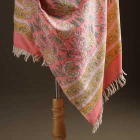 Floral Sanganeri Print Pure Merino Wool Handwoven Shawl 28