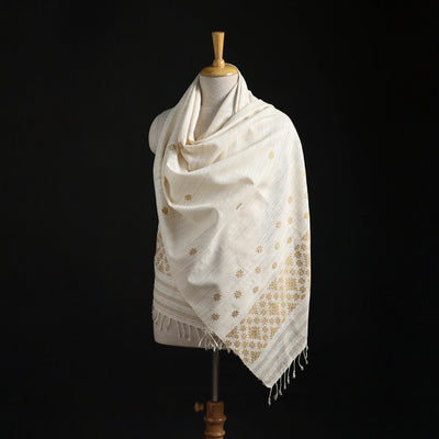 Handspun Handwoven Pure Eri Silk Aari Hand Embroidered Shawl of Assam 11
