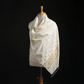 Handspun Handwoven Pure Eri Silk Aari Hand Embroidered Shawl of Assam 11
