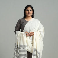 White - Handloom Cotton Burdwan Jamdani Dupatta 02