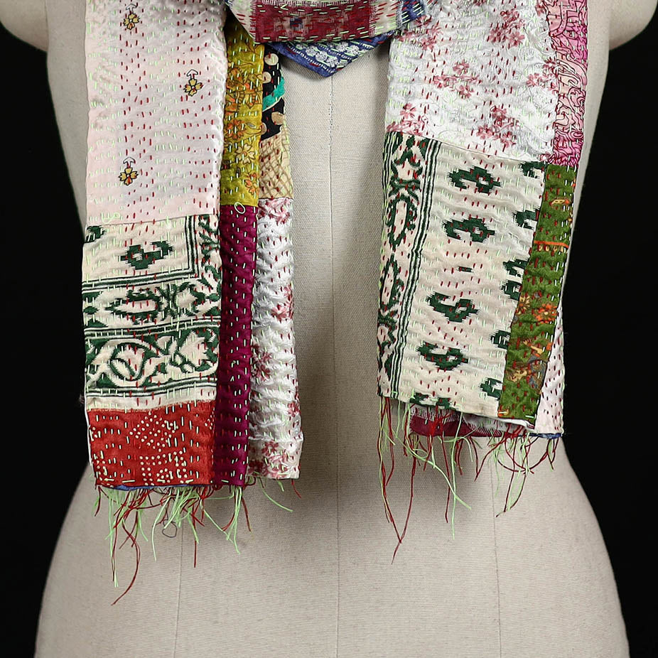 Bengal Kantha Handwork Patchwork Reversible Silk Stole 350