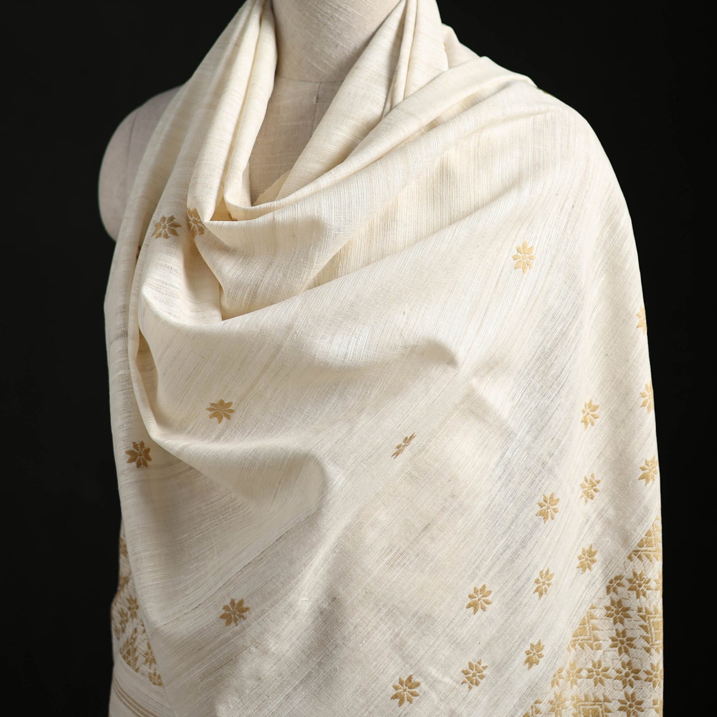 Handspun Handwoven Pure Eri Silk Aari Hand Embroidered Shawl of Assam 11
