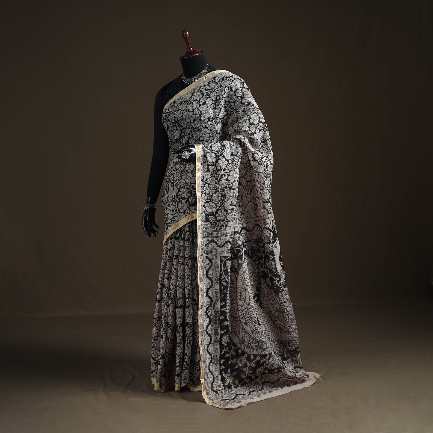 Kalamkari Printed Kota Doria Cotton Saree 26