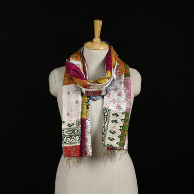 Bengal Kantha Handwork Patchwork Reversible Silk Stole 350
