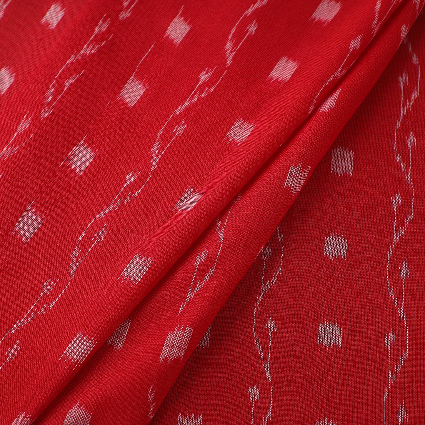 Red Sambalpuri Ikat Cotton Fabric