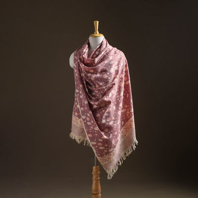 Floral Sanganeri Print Pure Merino Wool Handwoven Shawl 29