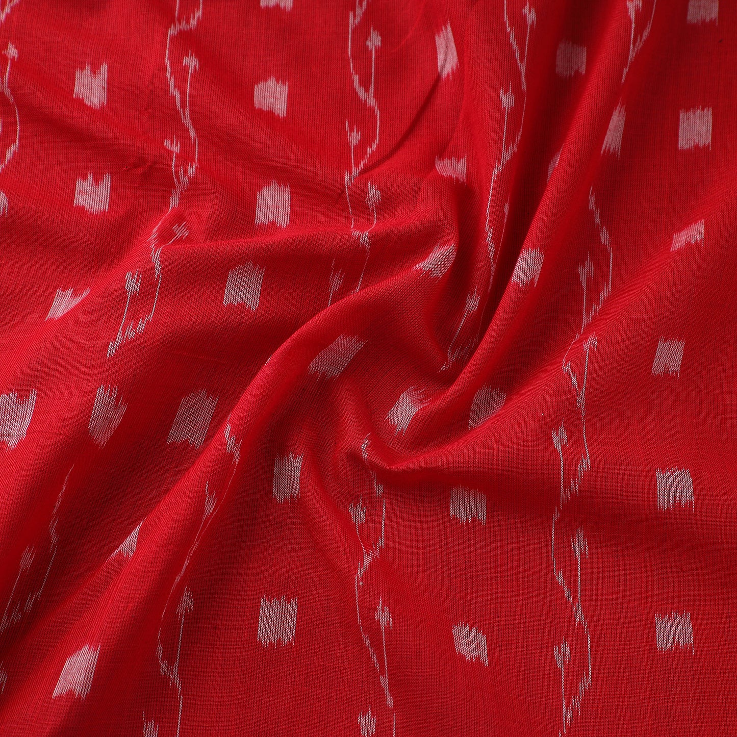 Red Sambalpuri Ikat Cotton Fabric