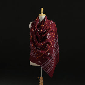Kutch Handwoven Bandhani Tie-Dye Merino Wool Shawl 41