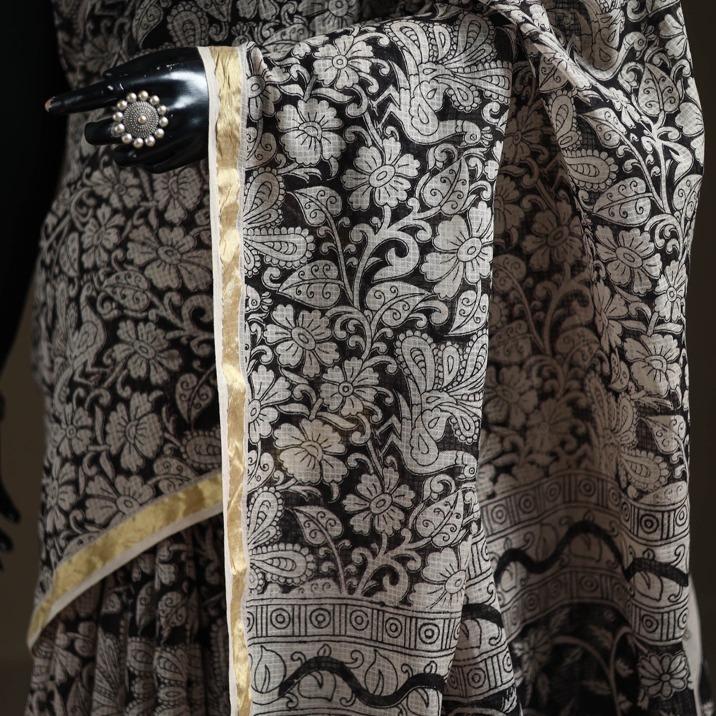 Kalamkari Printed Kota Doria Cotton Saree 26
