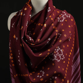 Kutch Handwoven Bandhani Tie-Dye Merino Wool Shawl 41