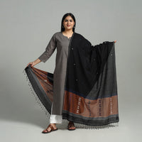 Black - Handloom Cotton Burdwan Jamdani Dupatta 04