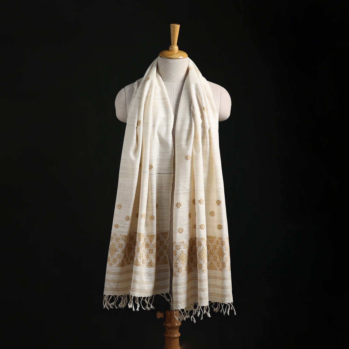 Handspun Handwoven Pure Eri Silk Aari Hand Embroidered Shawl of Assam 11