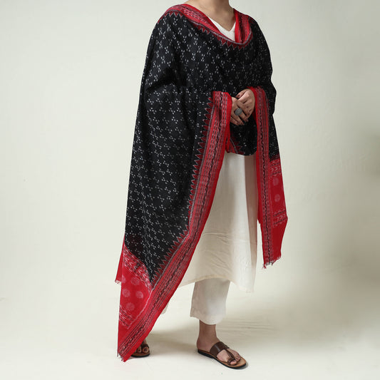 Black - Sambalpuri Ikat Weave Handloom Cotton Dupatta