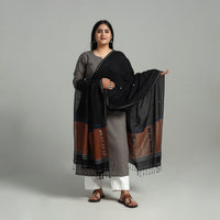 Black - Handloom Cotton Burdwan Jamdani Dupatta 04