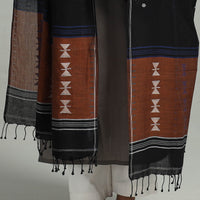 Black - Handloom Cotton Burdwan Jamdani Dupatta 04