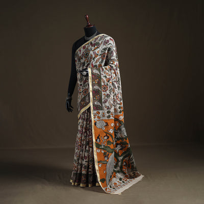 Kalamkari Printed Kota Doria Cotton Saree 27
