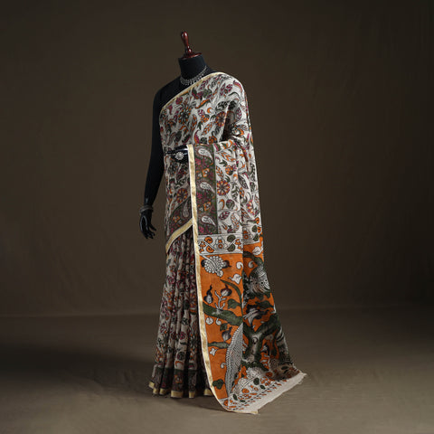 Kalamkari Printed Kota Doria Cotton Saree 27