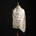 White - Handspun Handwoven Pure Eri Silk Aari Hand Embroidered Shawl of Assam 12