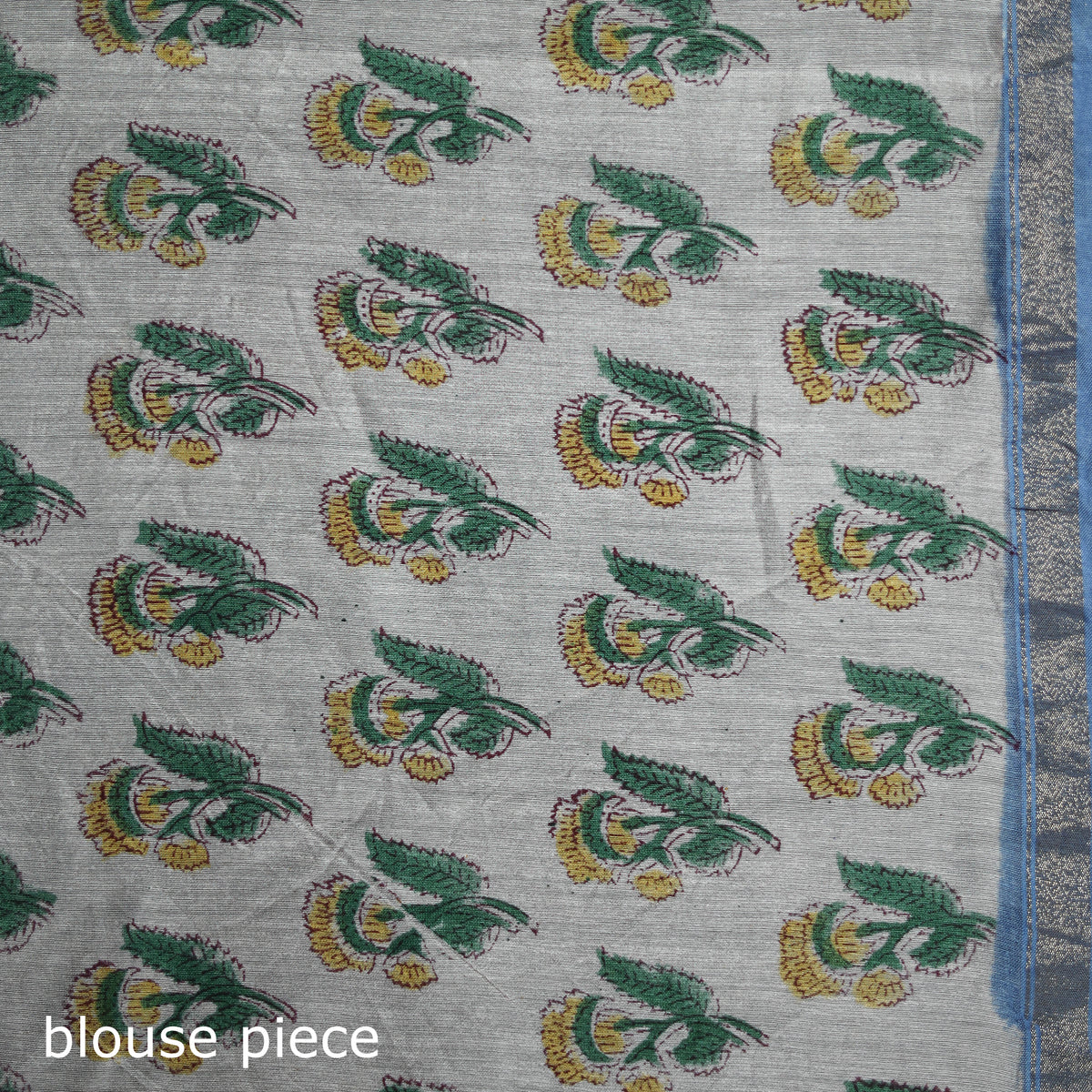 Floral Hand Block Print Mulberry Silk Sanganeri Saree 15