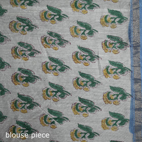 Floral Hand Block Print Mulberry Silk Sanganeri Saree 15