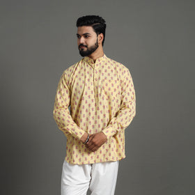 Yellow Kurta For Men - Buy Jaipur Kantha Stitch Cotton Short Kurta For Men
