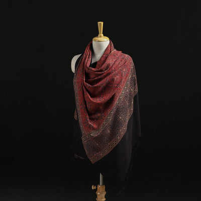 Kutch Handwoven Ajrakh Hand Block Print Merino Wool Shawl  42