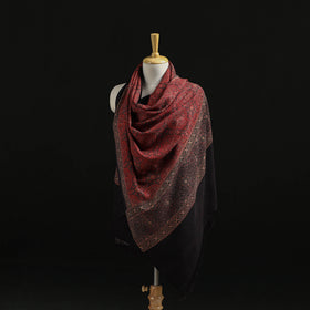 Kutch Handwoven Ajrakh Hand Block Print Merino Wool Shawl  42