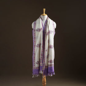 Floral Sanganeri Print Pure Merino Wool Handwoven Shawl 30