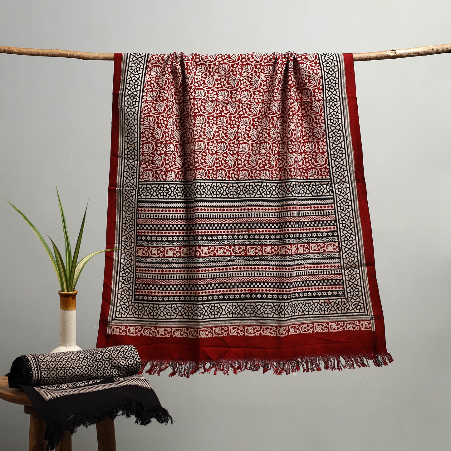 Handloom Cotton Natural Dyed Hand Block Bagh Print Towel 109