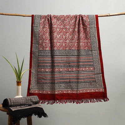 Handloom Cotton Natural Dyed Hand Block Bagh Print Towel 109