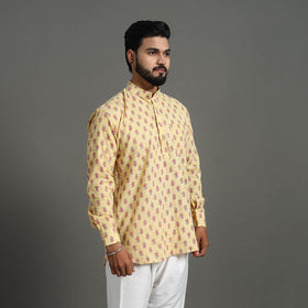 Yellow Kurta For Men - Buy Jaipur Kantha Stitch Cotton Short Kurta For Men