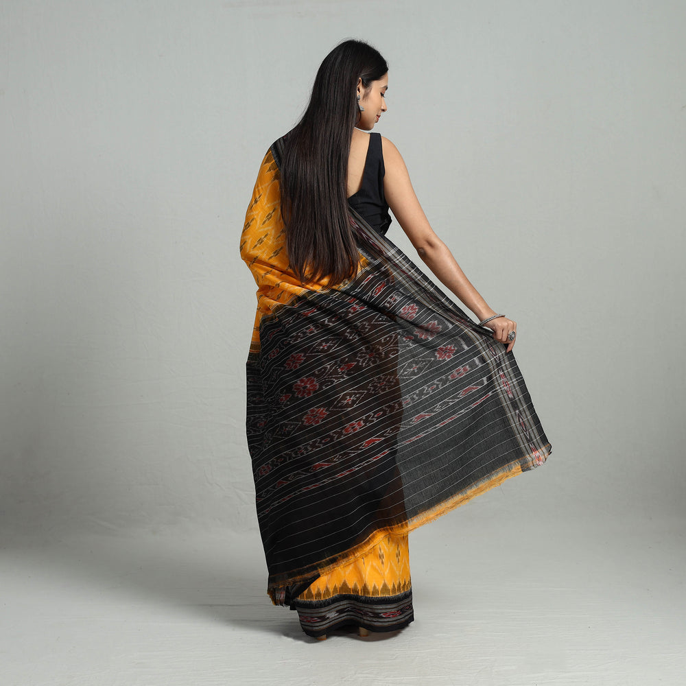 Yellow - Ikat Weave Handloom Cotton Sambalpuri Saree 14