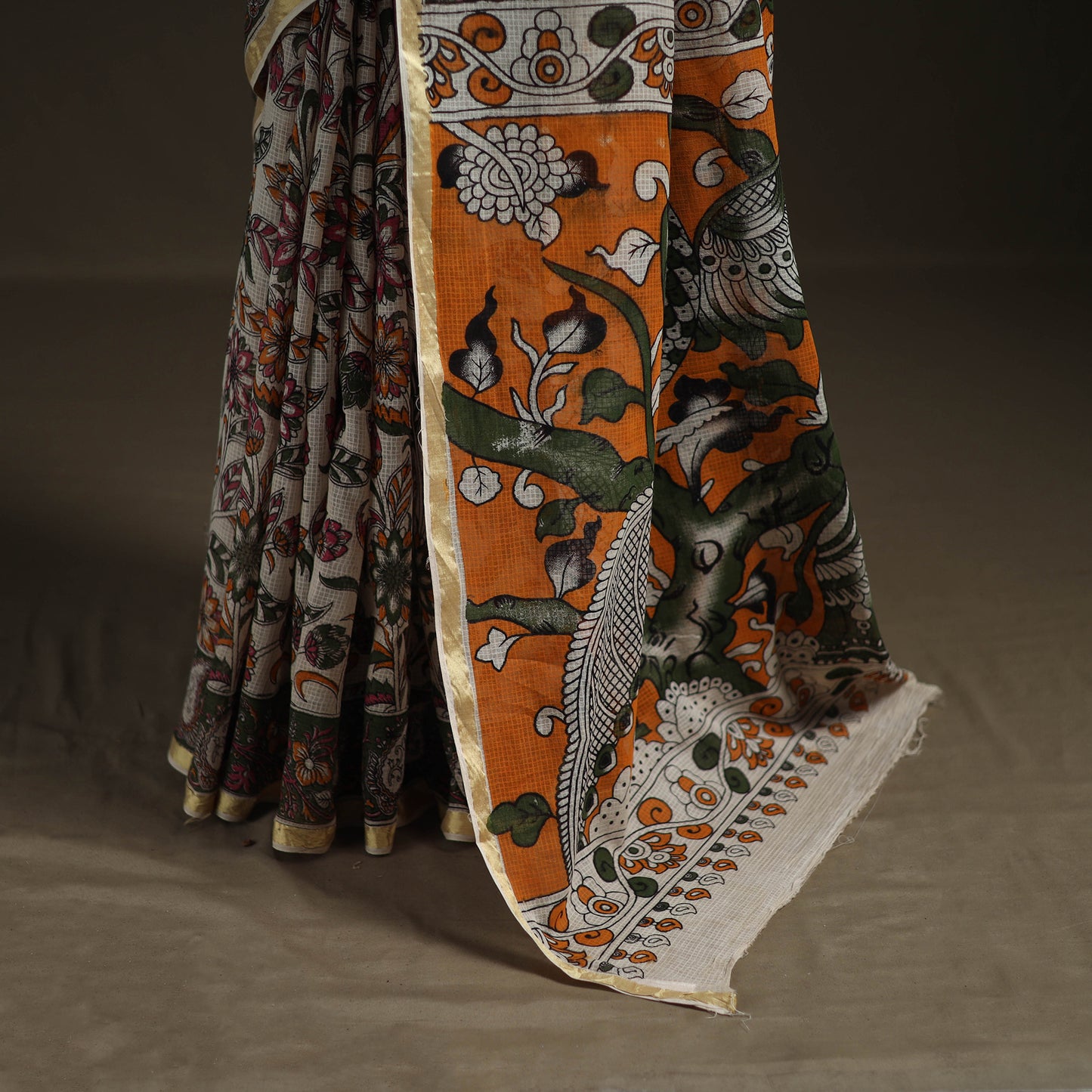 Kalamkari Printed Kota Doria Cotton Saree 27