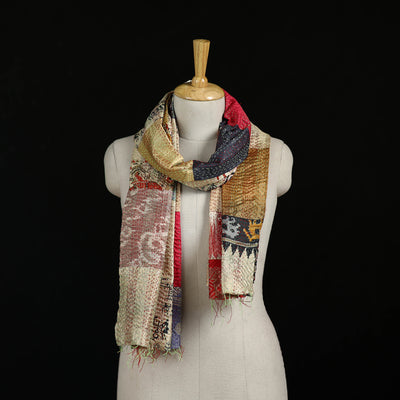 Bengal Kantha Handwork Patchwork Reversible Silk Stole 354
