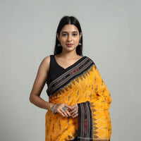 Yellow - Ikat Weave Handloom Cotton Sambalpuri Saree 14