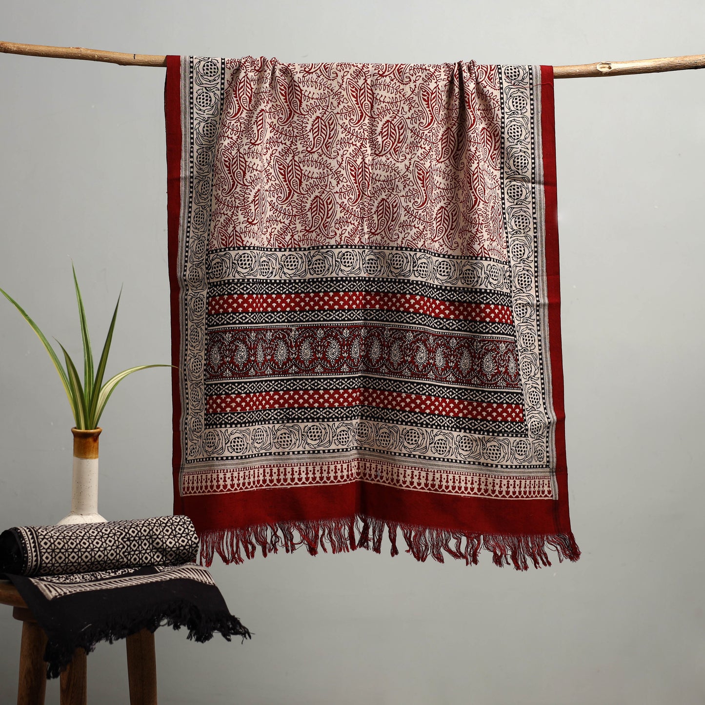 Handloom Cotton Natural Dyed Hand Block Bagh Print Towel 110