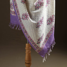 Floral Sanganeri Print Pure Merino Wool Handwoven Shawl 30