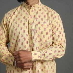 Yellow Kurta For Men - Buy Jaipur Kantha Stitch Cotton Short Kurta For Men