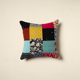 Multicolor Handcrafted Cotton Patchwork Cushion Cover
