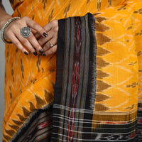 Yellow - Ikat Weave Handloom Cotton Sambalpuri Saree 14