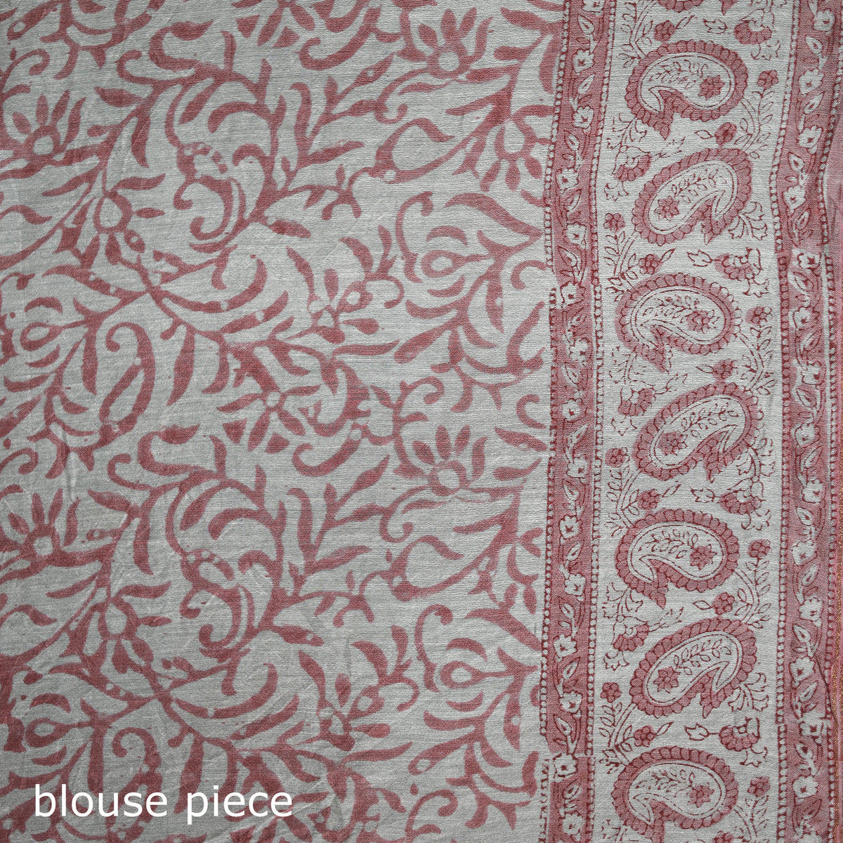 Floral Hand Block Print Mulberry Silk Sanganeri Saree 17