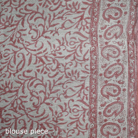 Floral Hand Block Print Mulberry Silk Sanganeri Saree 17