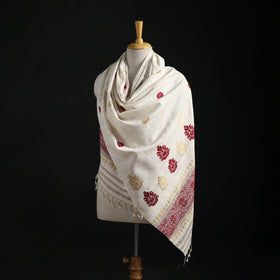 Handspun Handwoven Pure Eri Silk Aari Hand Embroidered Shawl of Assam 13