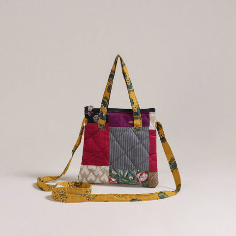 Multicolor - Handcrafted Quilted Patchwork Sling Bag 04