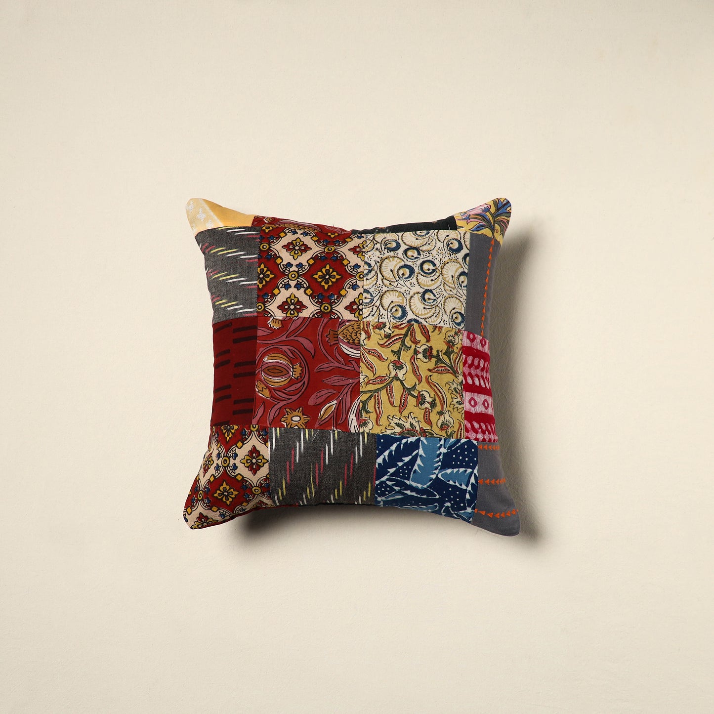 Multicolor Handcrafted Cotton Patchwork Cushion Cover