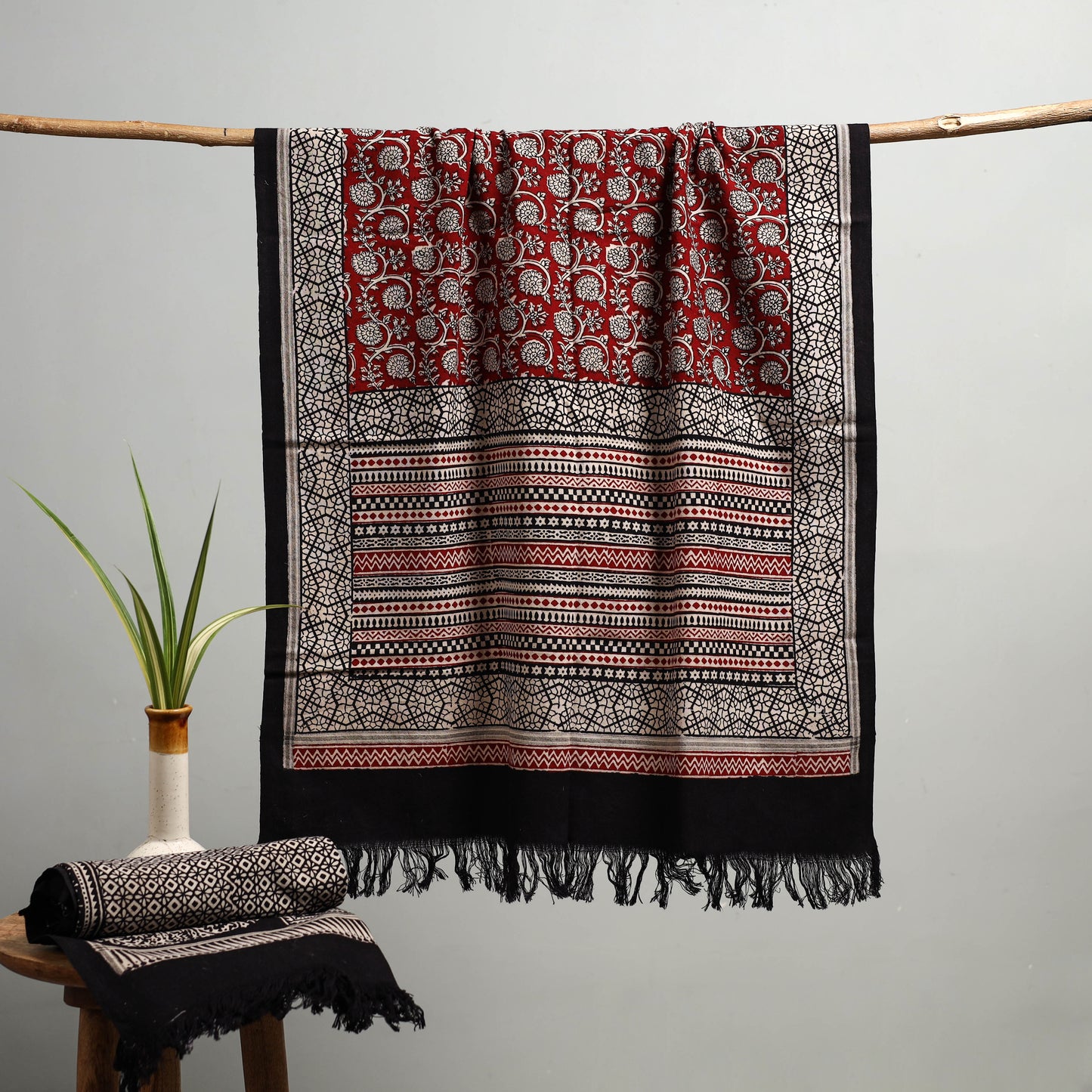 Handloom Cotton Natural Dyed Hand Block Bagh Print Towel 112